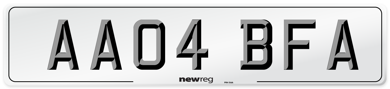 AA04 BFA Number Plate from New Reg